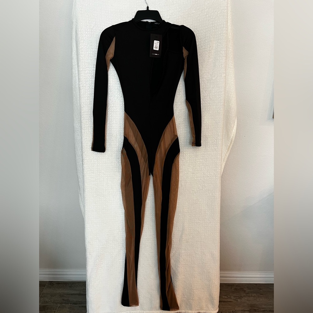 Fashion Nova Black and Brown Jumpsuit
